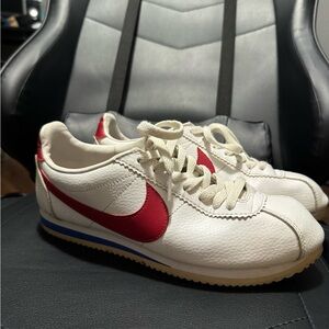 Nike White and Red Cortez Sneakers